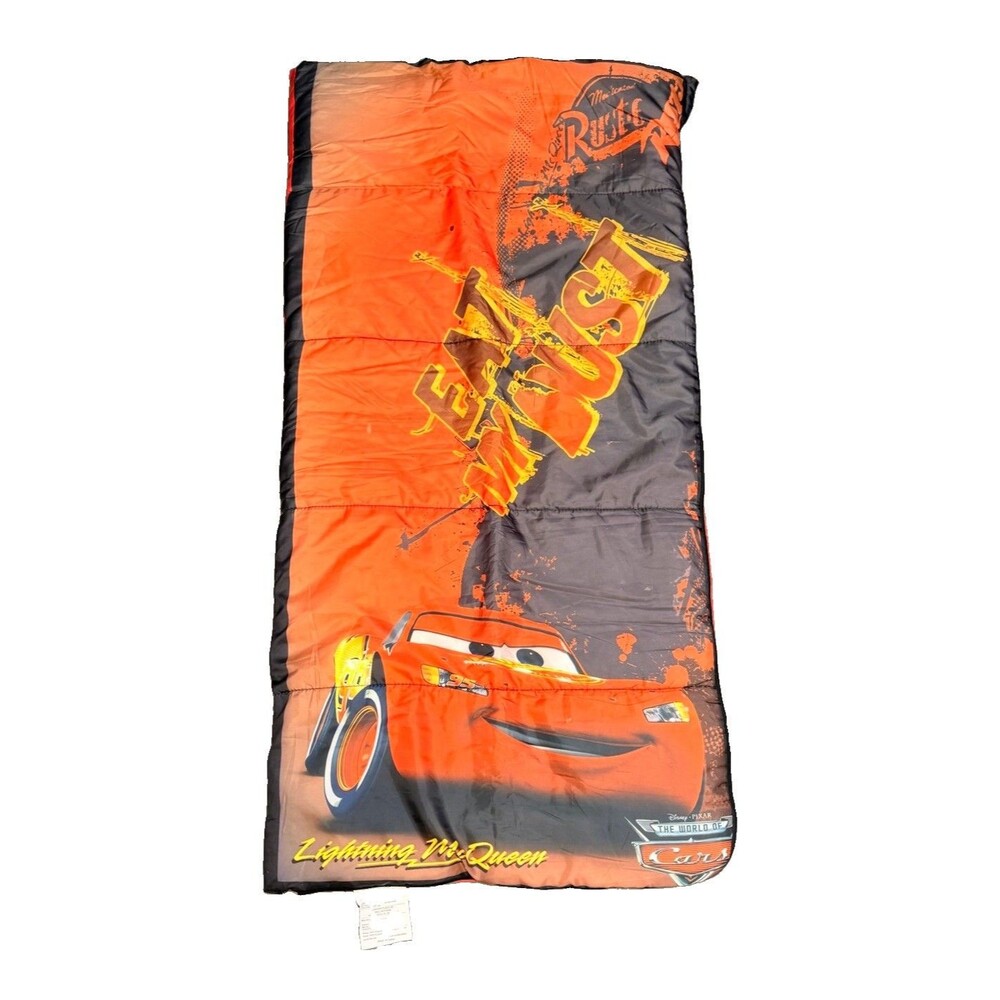 Disney Pixar Cars Lightning McQueen Kids Sleeping Bag Orange Red Yellow VTG